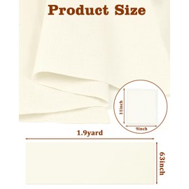 FIVEIZERO 100% Cotton Muslin Fabric by The Yard,63inch x 1.9 Yards Unbleached Natural Cotton Material–Medium Weight Beige Calico Fabric for Sewing,Quilting,Embroidery,Crafts & Apparel Projects