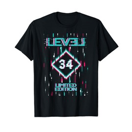 Birthday Level 34 Years Limited Edition Gaming Gift Used T-Shirt