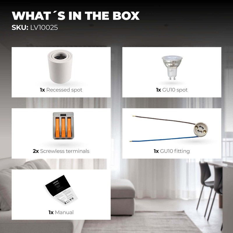 Ledvion - LED surface-mounted spotlights, round, dimmable, 5 W, 4000