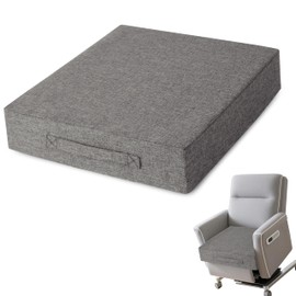 AddGrace Recliner Cushions for Elderly Thick Seat Cushion 20"x20"x4" Chair Pads with Non Slip Backing and Washable Cover for Couch Armchair Chairs Light Grey