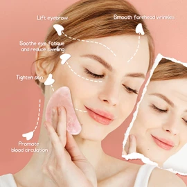 Flagest Gua Sha Rose Quartz Massage Tool, Facial Tool for Scraping and SPA Acupuncture Therapy, Heart Shape Trigger Point Treatment on Face (Rose Quartz)