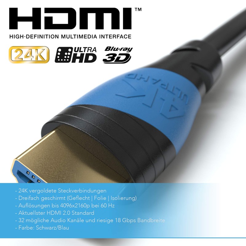 HDMI Cable 2.0, a/b, U-HD, 4 K 1m