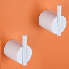 RANDOM Towel Hooks White Wall Hooks Individual Coat Hooks Stainless Steel Hand Towel Holder Modern Metal Robe Hook for Bathroom Kitchen Wall Mounted 2 Pack