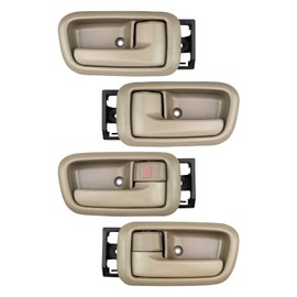 Qnbes 4 Pcs Interior Door Handles with Bezel Fit for Toyota Tundra 2000 2001 2002 2003 2004 2005 2006 (Standard/Extended Cabs Only) Replace 69206-0C010-E1, 81257, 69205-0C010-E1