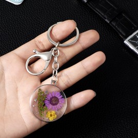 Andibro Pressed Flower Keyring, Forget Me Not Real Flower Keyring, Dried Flower Keyring, Wild Flower, Aesthetic Keyring, b