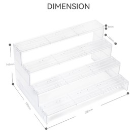Action Figure Risers Stand for Display, Riser Shelf With Pegs, Support Holder Base, Toy Organizer Stand, Compatible With 6 Inch Star Was Black Series Figures, Clear 4 Tiers