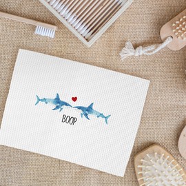 Hxlac Shark Towel, Ocean Animal Shark Decorative Hand Towels for Bathroom, Shark Bathroom Decor, Coastal Beach Kitchen Towels, Shark Boop Dish Towels, Beach Kitchen Decor, 16x24 Inches