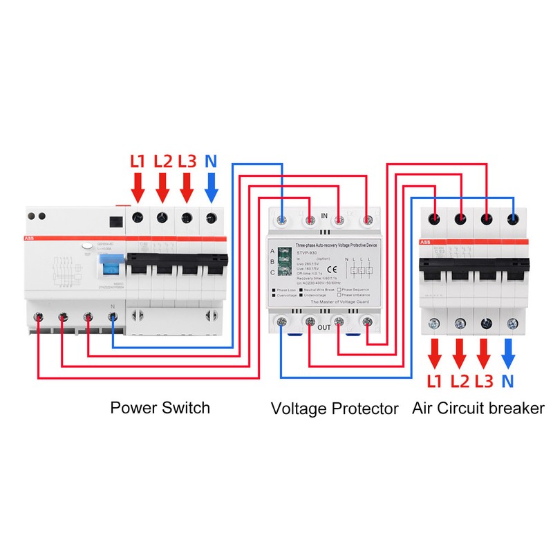 Adjustable Voltage Protector 3-Phase LCD Multifunctional Self-Resetting STVP-932 230v 400VAC(80A