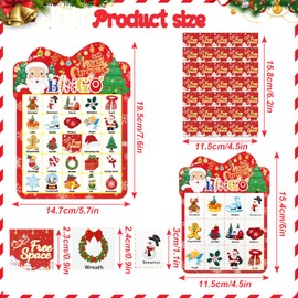 AOLIUP Christmas Bingo Game for Kids - 24 Players Holiday Bingo Cards Adults Large Groups Christmas Games for Family Activities Classroom Xmas Party Gifts Supplies