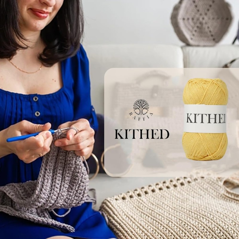 KITHED Cotton Yarn，10.5oz，526yard，3 Pack ，Soft Yarn for Crocheting and Knitting