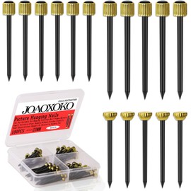 joaoxoko 90PCS Picture Hanging Nails Kit, 3 Sizes Steel Pins with Brass Head - Damage-Free Decorative Wall Nails for Frames, Artworks & Mirrors, No Drill for Drywall/Plasterboard (90, 3 Sizes)