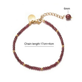 vissen Violet Garnet Cinnabar Beaded Bracelet For Women Gold Plated Adjustable Bracelet Vintage Jewellery, one size, no gemstone
