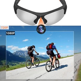 TANGMI Mini Kamera, 1080P HD Brille mit Kamera, Polarisiertes Objektiv, Eingebauter 32GB Speicher, Kamera Brille unterstützt Videoaufnahmen und Fotoaufnahmen für Outdoor-Sport