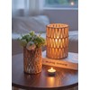 NUPTIO Rattan Boho Hurricane Lanterns: Set of 2 Pillar Candle