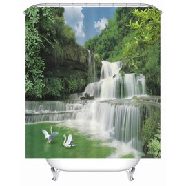 X-Labor Waterproof Fabric Anti-Mould Shower Curtain with Plants Motif Including 12 Shower Curtain Rings - Washable 240*200cm (B*H) Muster-f