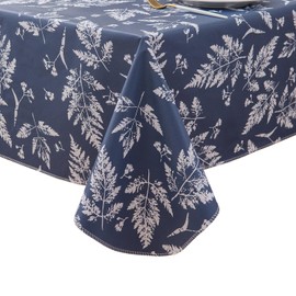 Pioggia Vinyl Tablecloth with Flannel Backed Waterproof Oil-Proof PVC Table Cloth Stain-Resistant Wipeable Easy Care Table Cover for Indoor and Outdoor (Blue, 60 x 84 Inch Rectangle)