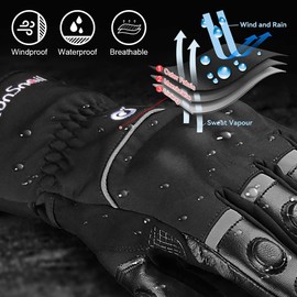 RunSnail Winter Motorcycle Touchscreen Gloves, Waterproof & Windproof, Unisex, Warm Long Cuff Gloves for Motorcycles, Mopeds, Scooters, Quads and Outdoor Sports, M / L / XL