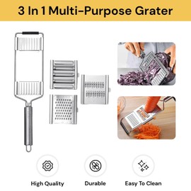 EZONEDEAL 3 in 1 Vegetable Chopper Set, Multipurpose Vegetable Slicer Cheese Grater Cutter, Handheld Graters for Kitchen, Stainless Steel Kitchen Tools for Potato Onion & Carrot Shredder Tool