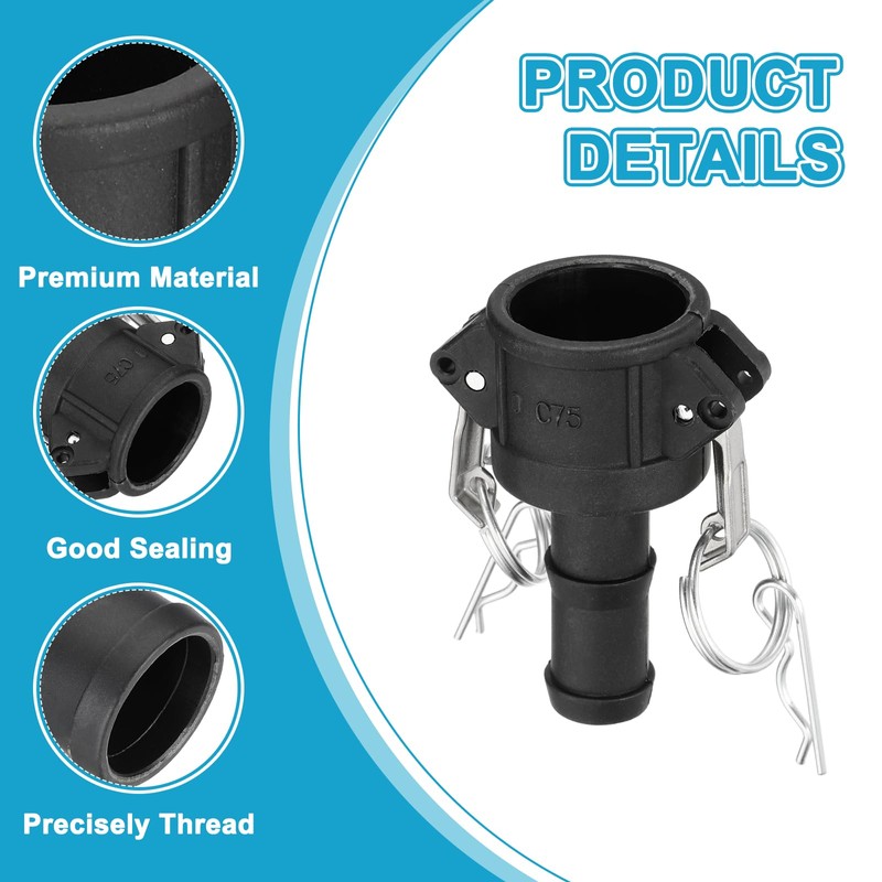 PATIKIL 0.75" Aluminum Cam and Groove Fitting, 2 Pcs Part-C