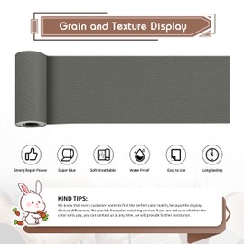 KING MOUNTAIN Leather Repair Patch,4 x 63 Inches self Adhesive Leather Repair Tape for Damaged Leather Furniture, Sofa Seating,Car Seats, Leather Goods（Gray）