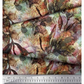 Soimoi Viscose Chiffon Fabric Floral & Texture Printed Craft Fabric by The metre 42 Inch Wide