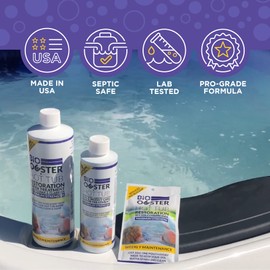 Bio Ouster Hot Tub Chemicals Watercare Kit - Inflatable Hot Tub Chemical Kit, Hot Tub Cleaner, Spa Chemicals for Hot Tub, Spa Cleaner for Hot Tub - 3in1 Weekly Care, Tub Restoration, Towel, Cup (Kit)