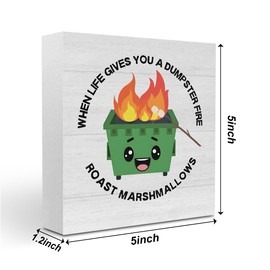 Funny Office Desk Decor Inspirational Office Gifts for Men Coworkers Boss HR When Life Gives You Dumpster Fire Sign Cute Dumpster Fire Decorations 5x5 Inch