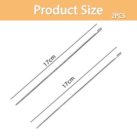 2 Pcs Metal Beading Needles Bead Crochet Hooks Beaded Needles Steel Wood Bead Needle Threader Jewelry Making Tools Beading Needles (Silver)