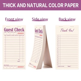 ZPARIK Guest Checks Books for Servers, Server Note Pads, 6 Pack, Natural Color Paper, Waitress Notepad for Restaurants, Waitress Accessories, 300 Sheets, Purple