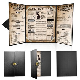 back in 1985 Poster UK 40th Birthday Gifts for Men Women, Vintage Happy 40th Birthday Decoration Supplies for 40 Year Old, Folded, Black