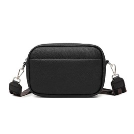 Balakaka Women's Crossbody Bag, Multiple Pockets Handbag with Wide Adjustable and Removable Strap, Leather Shoulder Bag for Women with Zipper Black