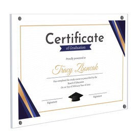 Kalami 11x14 Acrylic Wall Mount Picture Frame Self Adhesive, No Drill Holes Floating Frameless Clear Photo Frame for Diploma Certificate Degree Document Display Gallery Wall-Full Frame is 12x15