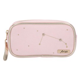 Depesche TOPModel 10861-025 Cosmetic Bag Pink Decorated with the Constellation of Aries (Aries) Approx. 19 x 10 x 5.5 cm Large for Storage of Make-Up and Cosmetics