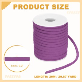 PATIKIL Flat Elastic Nylon Cord 21.8 Yard, 5 mm Stretchy Spandex Cord Fabric Elastic String Braided Macrame Thread for Sewing Clothing Hair Ties Drawstring DIY Crafts, Purple