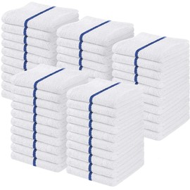 YRALY Bar Towels for Kitchen Bulk Pack of 50, 16x19 Inch, 100% Cotton, Highly Absorbent, Quick Dry Cleaning Rags, Terry Bar Mops Kitchen Towels (Blue Stripe)