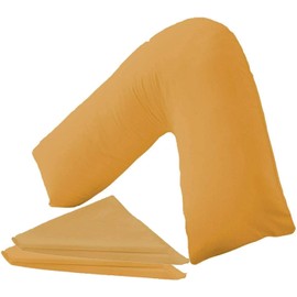 URBAN GROOVE V Shaped Pillowcase Cover Plain Polycotton Back & Neck Support Orthopaedic/Pregnancy/Nursing Pillowcase Cover - V Pillow case cover only (Envelope Closure) (Mustard)