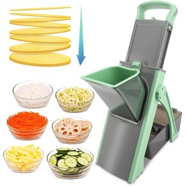 Cortador de Verduras, Acero Inoxidable + ABS, Grosor Ajustable, Verde