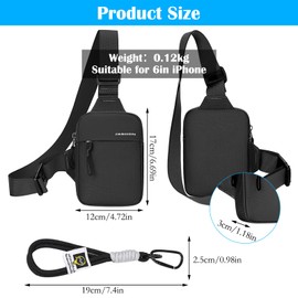 WOKICOR Men's Sling Crossbody Bag, Stylish Shoulder Bag, Waterproof Chest Bag and Shoulder Bag, Sling Bag for Men, Small, Lightweight, for Outdoor Activities, Travel & Everyday, Black, black