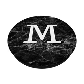 Cute Letter M Monogram Initial Socket Grip, Black Marble