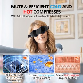 IKeener Eye Massager - Mute Hot & Cold Mask with 3-Level Heat and Cooling for Migraine, Eye Strain and Fatigue