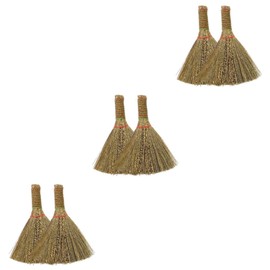 Healeved 6 Pcs Kitchen Cleaning Broom Small Hand Broom Hand Corn Broom Cleaning Brushes for Household Use Little Broom Whisk Sponge Desk Dust Broom Straw Brooms for Crafts Prop Miscanthus