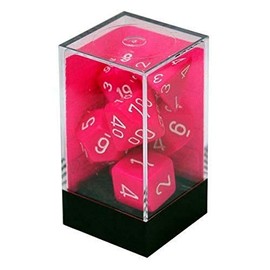 Chessex Opaque Poly Pink/White 7 Die Set, Large (18mm - 25mm)
