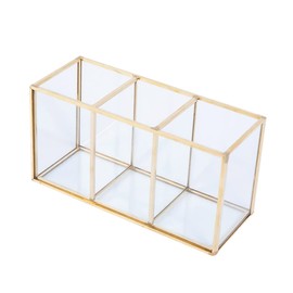 Outanaya Multifunctional Glass Makeup Holder Transparent Cosmetic Storage Bucket for Jewelry Beauty Organizer Durable Design for Friends