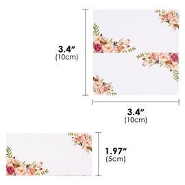 BUNCHBRAVO Floral Place Cards for Table Settings, 50-Pack Set, Flower Table Name Tags for Showers, Parties, Banquets