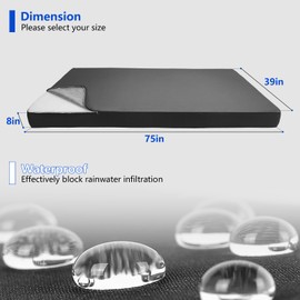 8inch Twin Size Patio Porch Swing Bed Cushion Cover Waterproof, Olefin Outdoor Daybed Mattress Covers Sheet Fitted Slipcover with Zipper-ONLY Twin Cover (Dark Grey, 75 * 39 * 8inch)