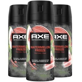 AXE Fine Fragrance Deodorant Body Spray for Men 3 Pack Watermelon Freeze Aluminu