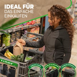 COTTARA Shopping Bag for Shopping Trolley with Shopping Trolley Token, Foldable Shopping Trolley Bag for Hanging with Shopping Chip, Ideal Shopping Bag and Bag for Shopping, Black