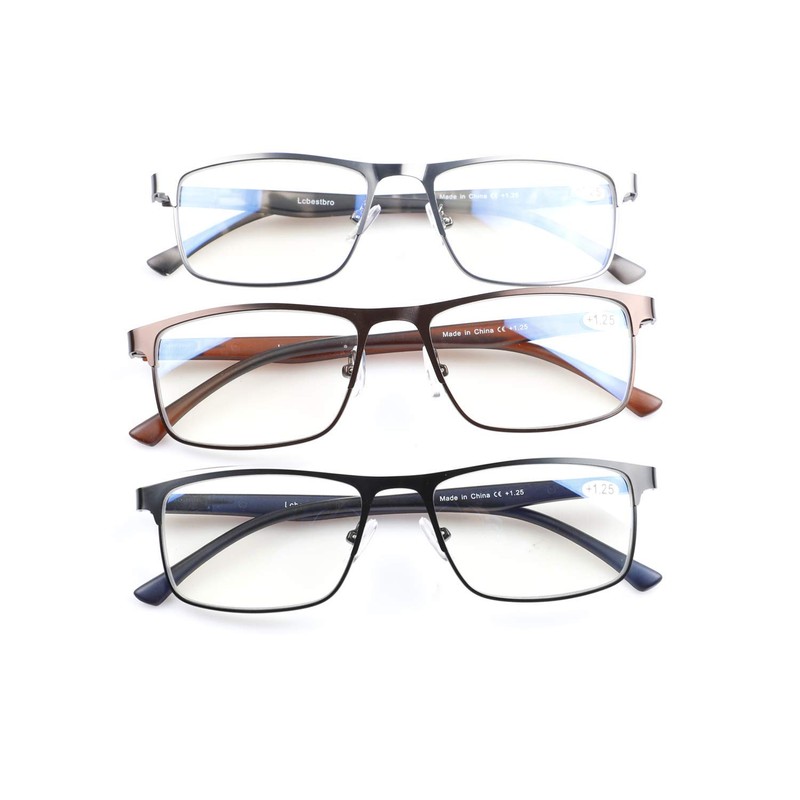 Lcbestbro 3 Pack Business Blue light Blocking Reading Glasses for