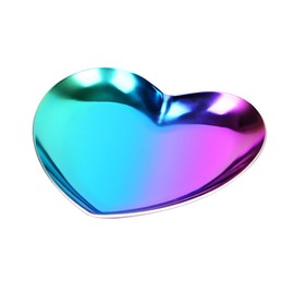 SagaSave Heart Shaped Jewelry Tray, Stainless Steel Trinket Tray Jewelry Organizer Plate for Ring, Necklace, Earrings (Colorful)
