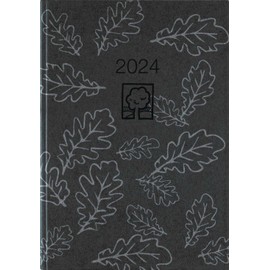 610-0721 Pocket Calendar Black 2024 - Office Calendar 10.2 x 14.2 - 1 Day on 1 Page - Robust Cardboard Cover - Hour Division 7-19 Clock - Blue Angel